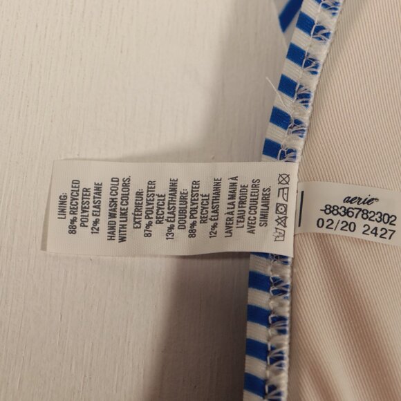 NWT Aerie Ruffle Longline Bikini Top in Blue Stripe - Picture 12 of 12